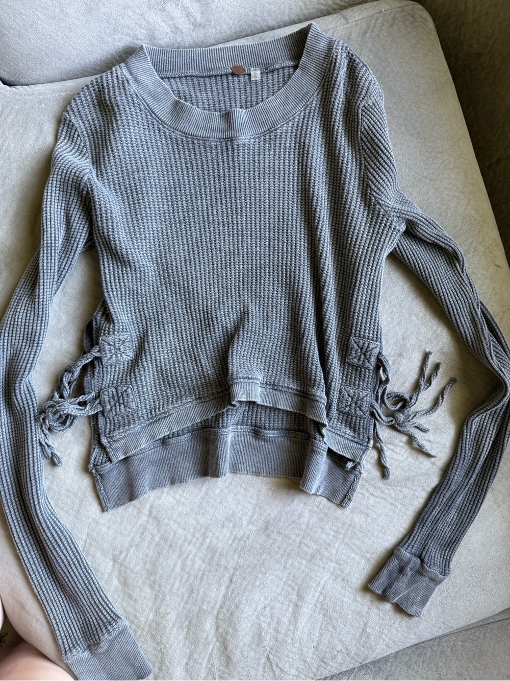 Free People FP One Long Sleeve Top With Side Slits and Ties